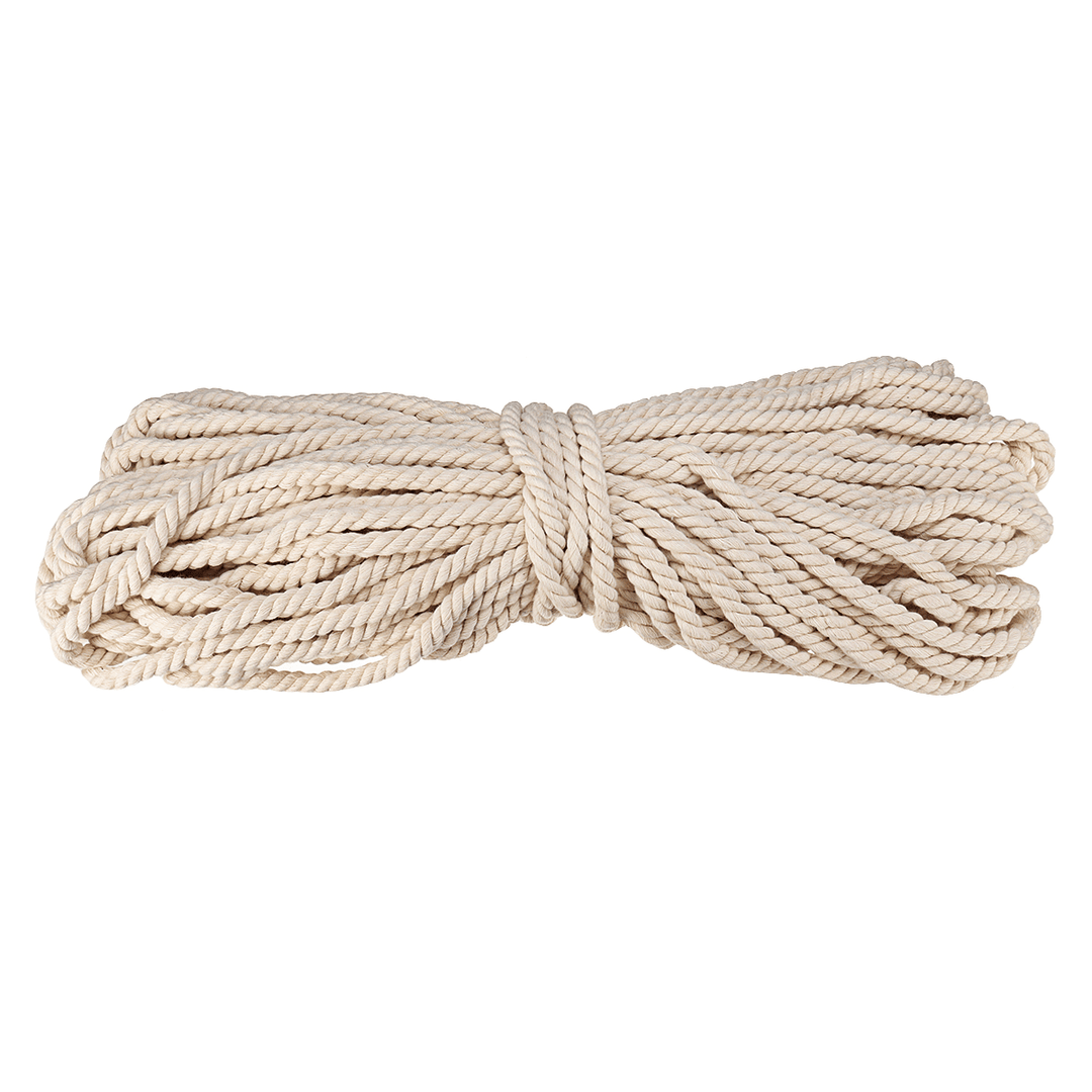 Cotton Rope 8Mm Natural Beige Twisted Cord DIY Craft Macrame Handmake String 45M Decorations - MRSLM