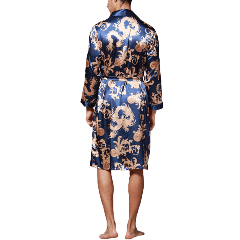 INCERUN Mens Satin Silk Pajamas Kimono Bathrobe Robe Dressing Gown Sleepwear Loungewear - MRSLM