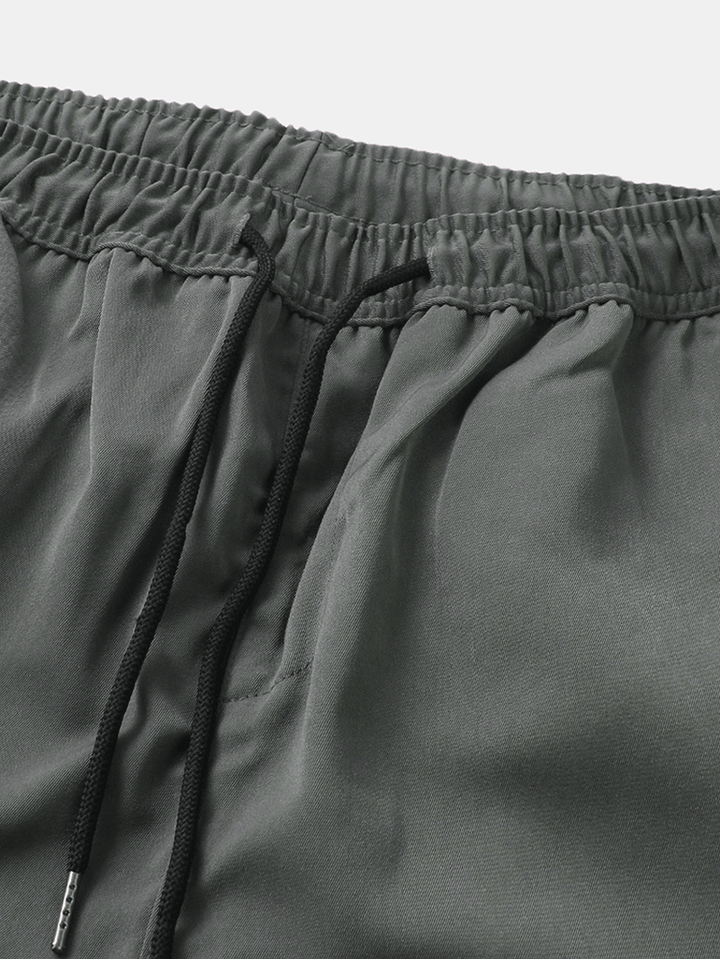 Mens Casual Side Pocket Elastic Ankle Drawstring Waist Cargo Pants - MRSLM