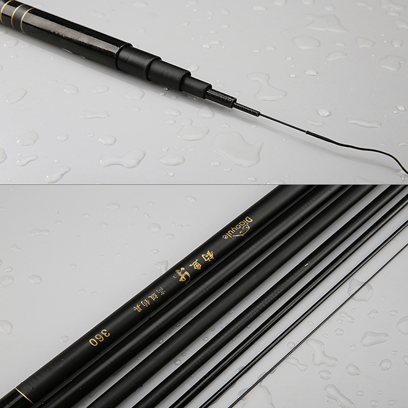 ZANLURE 2.7-7.2M Glass Fiber Black Stream Hand Pole Telescopic Spinning Freshwater Fishing Rod - MRSLM