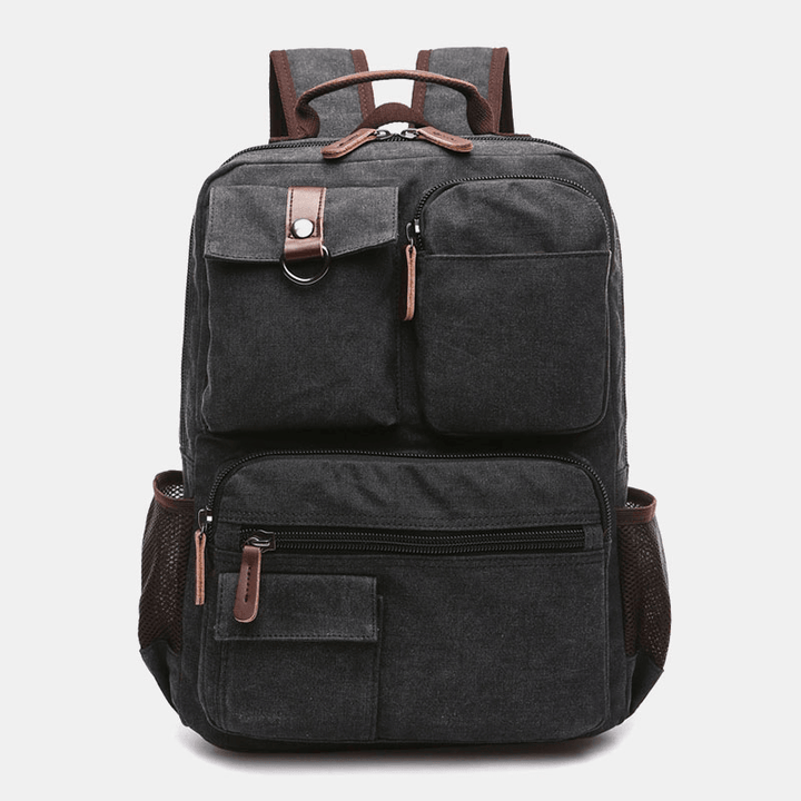 Men Canvas Large Capacity Multi-Pocket Anti-Theft Casual Travel Bag Computer Bag Backpacks - MRSLM