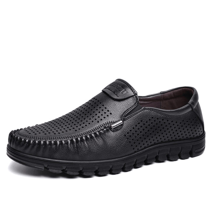 Men Microfiber Breathable Hollow Out Non Slip Comfy Sole Slip on Casual Shoes - MRSLM