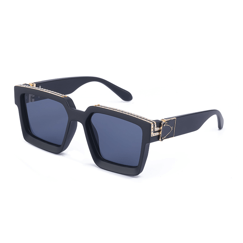 diamond-studded big square sunglasses, view 3 - MRSLM