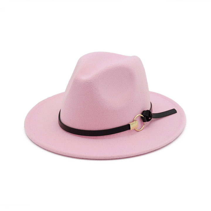 Simple Belt Flat Brim and Big Rim All-Match Jazz Hat - MRSLM