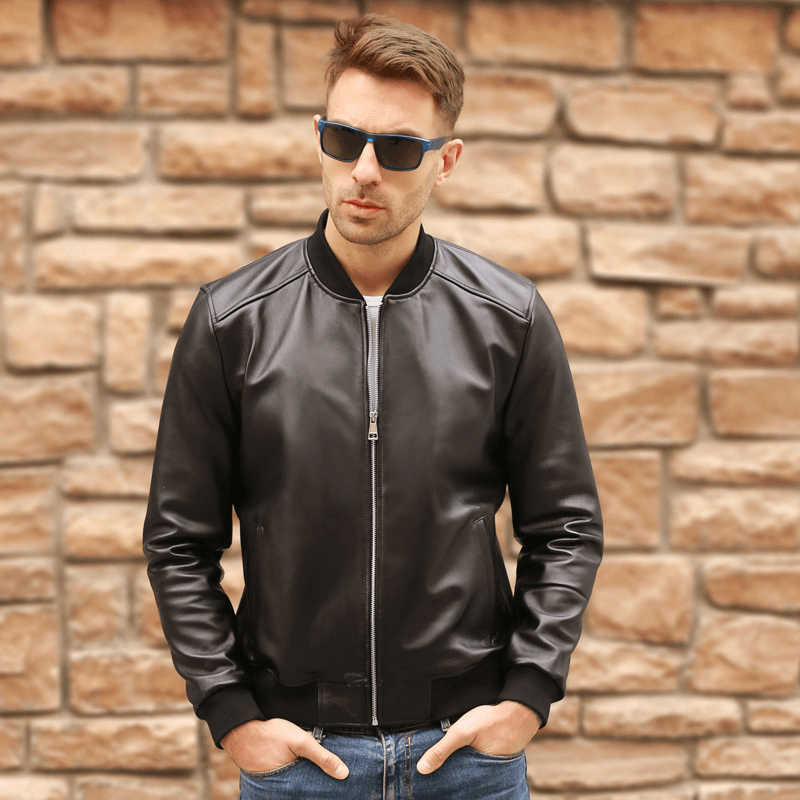 Men'S Sheepskin Stand Collar Casual Jacket - MRSLM