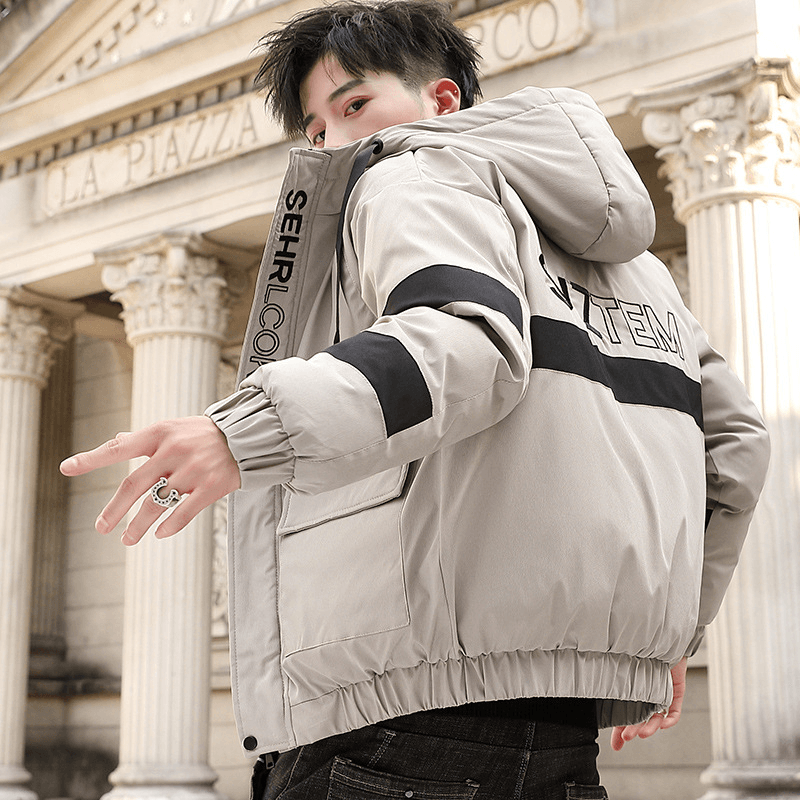 Korean Style Short Padded Jacket Men'S Thick Warm All-Match Cotton Coat - MRSLM