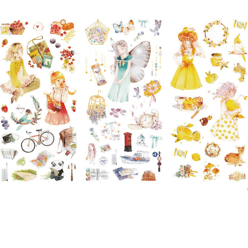 Simple Creative Diary DIY Cute Girl Character Label Sticker - MRSLM