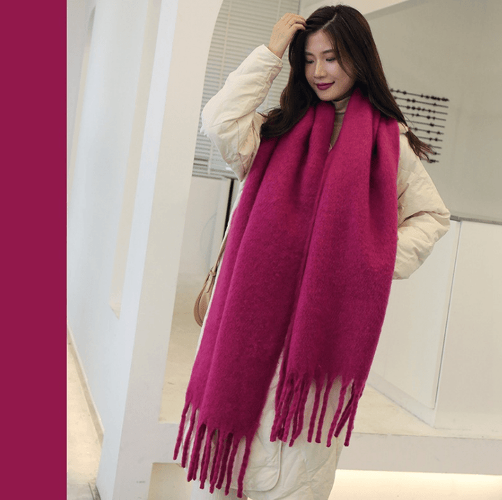 Fashion All-Match Solid Color Windproof Padded Shawl - MRSLM