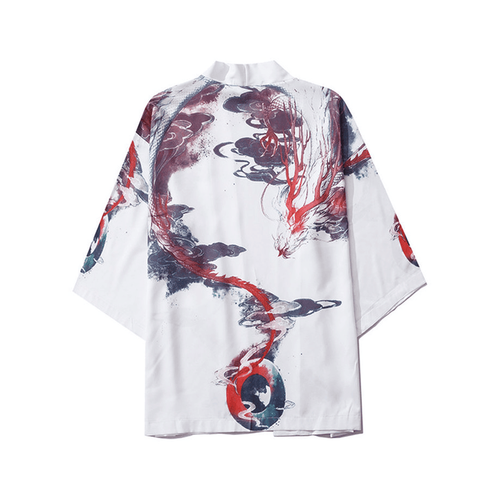 Source Japanese Ukiyo-E Road Robe Kimono Three-Quarter Sleeve Loose Unbuttoned Trendy Cloak Shirt Jacket - MRSLM
