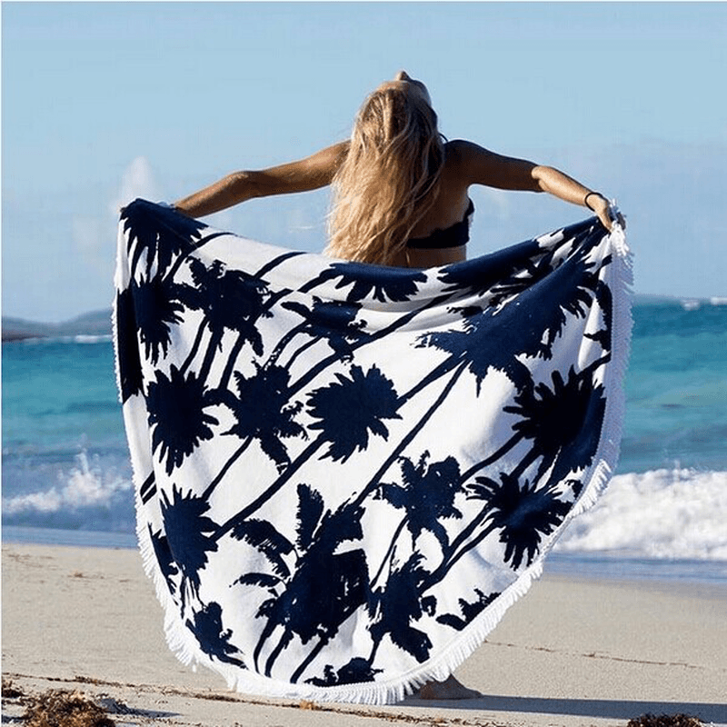 Honana WX-992 150Cm Bohemian Style Thin Tassel Beach Towel Mandala round Silk Scarf Bed Sheet Tapestry - MRSLM