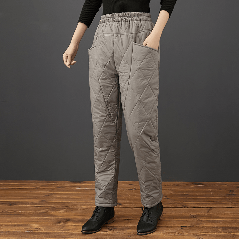 Fashion Casual Harem Cotton Trousers with Diamond Pattern - MRSLM