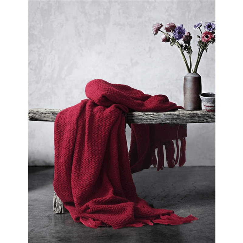 Warm Cozy Knitted Throw Blankets Red 130Cm X160Cm - MRSLM