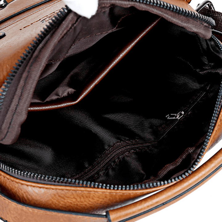 Men Faux Leather Multi-Pocket Anti-Theft Multi-Layers Waterproof Business Crossbody Bag - MRSLM