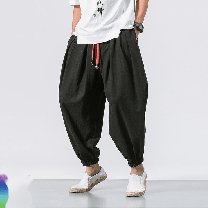 Loose Cotton Linen Trousers Men'S Wide-Leg Pants Harlan Feet Pants - MRSLM