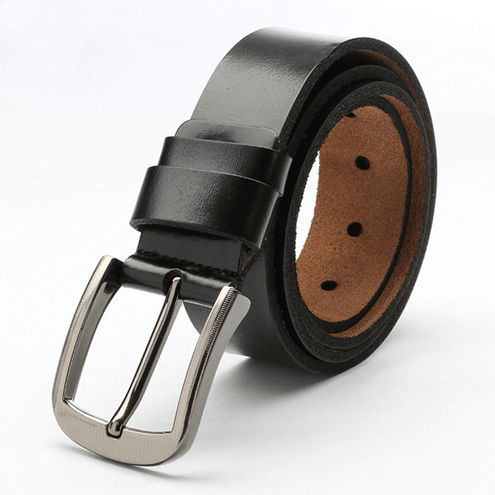 Men'S Explosive Leather Simple Retro Pin Buckle Belt - MRSLM