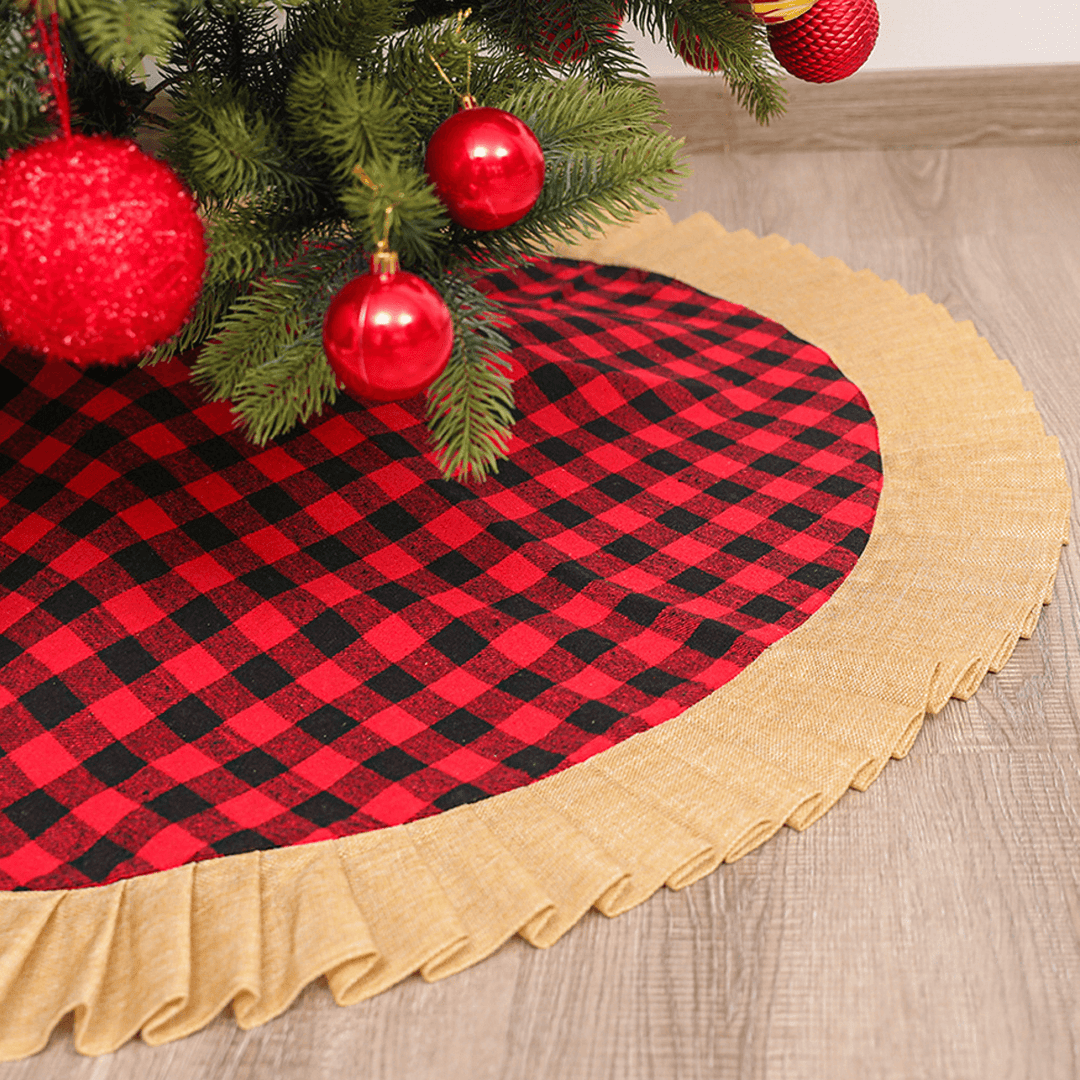 120Cm Christmas Tree Skirt Aprons New Year Xmas Tree Carpet Foot Cover Red round Carpet for Merry Christmas Decoration - MRSLM