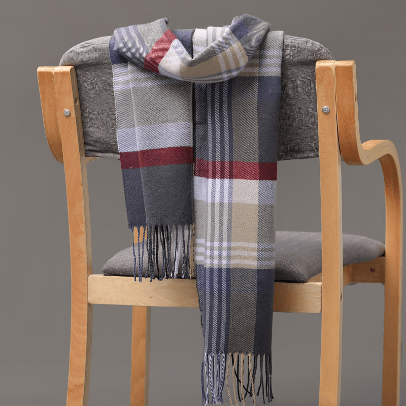 British Plaid Imitation Cashmere Tassels Couple Parent-Child Men'S Scarf - MRSLM