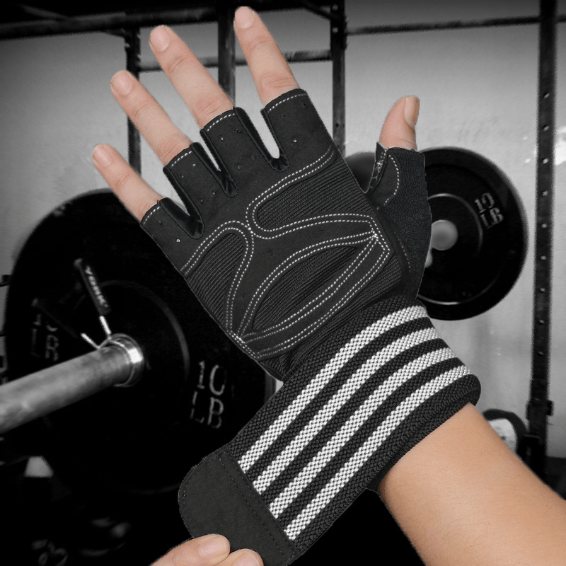 Ribbon Compression Wristband Sports Non-Slip Half-Finger Gloves - MRSLM