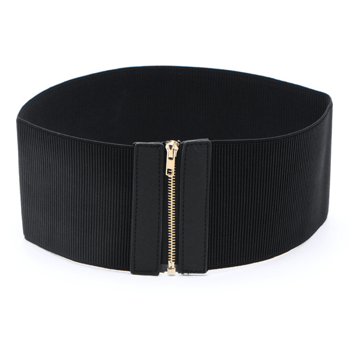 Fashion Black Elastic Wide Waist Dress Shirt Decoration Belt - MRSLM