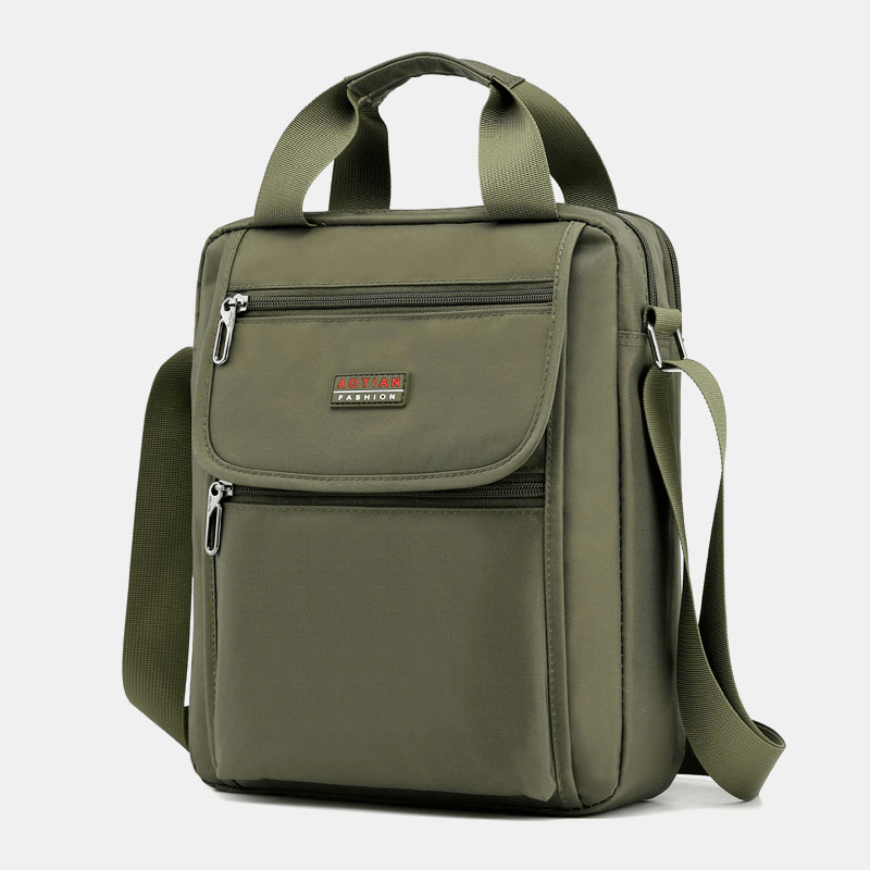 Men Nylon Casual Brief Waterproof Multi-Pocket Multi-Purpose 12 Inch Laptop Bag Handbag Shoulder Bag Crossbody Bag - MRSLM