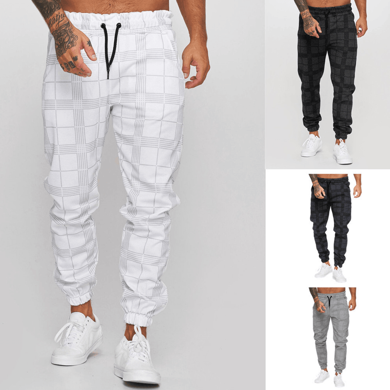 Men's checkered 3D print casual pants - MRSLM