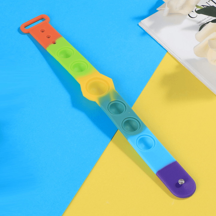 Push Bubble Sensory Toy Anti-Stress Mini Bracelet Rainbow Stress Relief Finger Toy Wristband - MRSLM