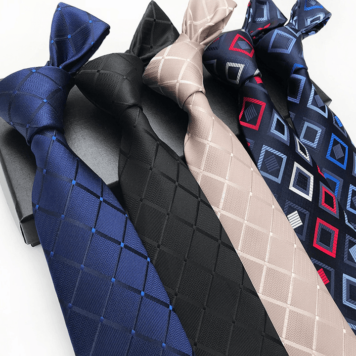 Polyester Jacquard 8Cm Fashion Check Tie - MRSLM