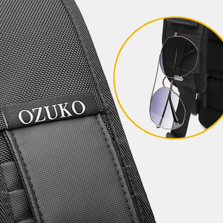 Men Oxford USB Charging Multi-Pocket 3 Card Slots Waterproof Outdoor Crossbody Bag Chest Bag Sling Bag - MRSLM