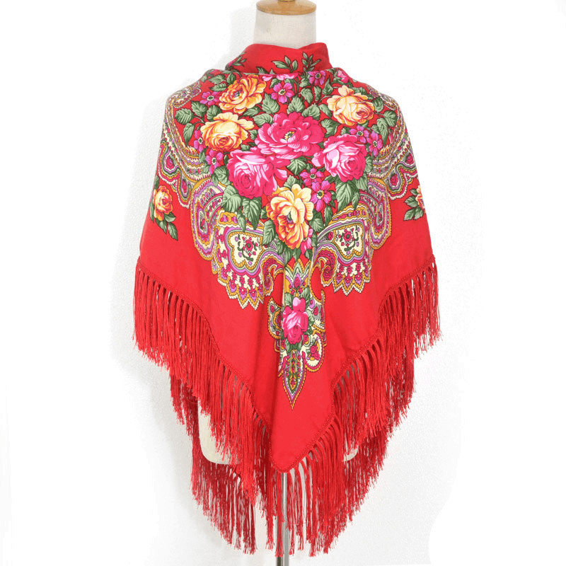 Autumn and Winter Russian Folk Style Cotton Scarf - MRSLM