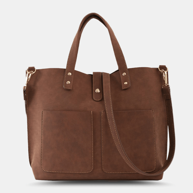Women Vintage Large Capacity Waterproof Faux Leather Crossbody Bag Casual Handbag - MRSLM