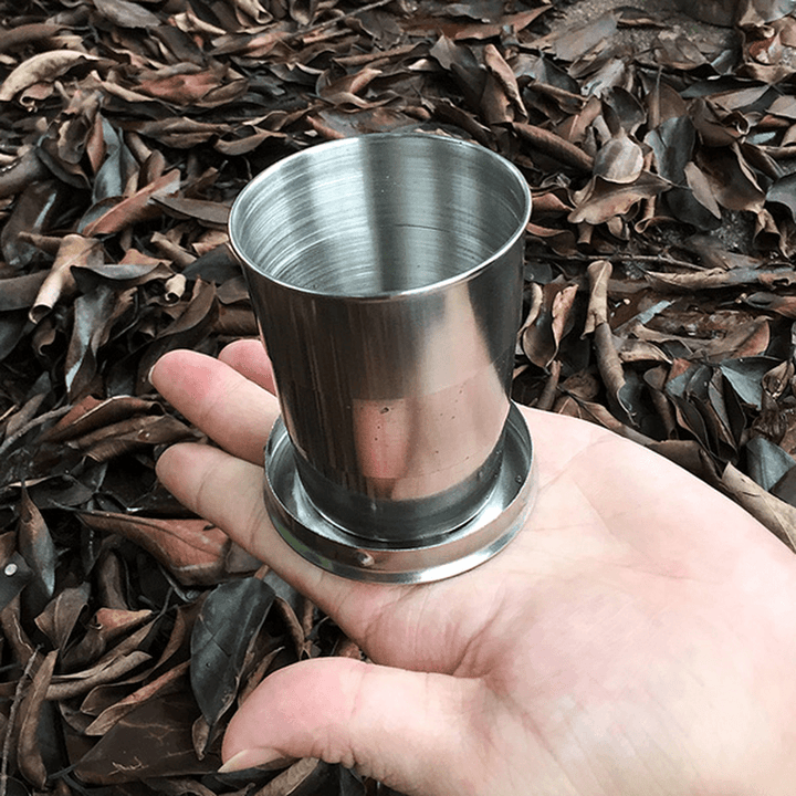Honana HN-POC25 Stainless Steel Portable Outdoor Travel Camping Folding Collapsible Metal Water Cup - MRSLM