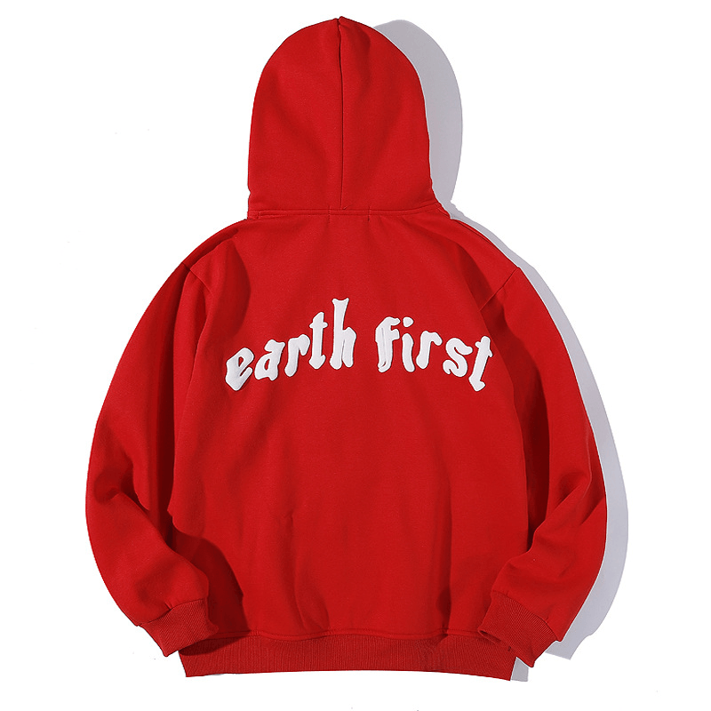 Hemp leaf print zip hooded sweater, view 5 - MRSLM