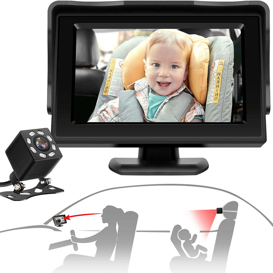 HD 1000 Smart Baby Car Mirror Camera with Night Vision for Safely Monitor Infant Child in Rear Facing Car Seat - MRSLM