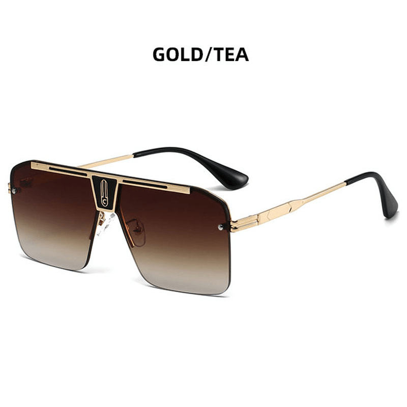 Fashion Large Square Metal Sunglasses - MRSLM