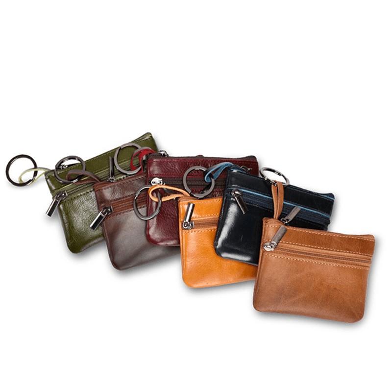 Genuine Leather Small Portable Coin Bag Card Holder Key Bags - MRSLM