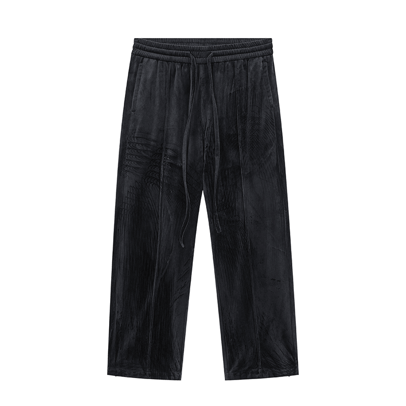 Velvet Side Zipper Trousers Men'S Trend Street Wild Casual Micro-Flare Pants - MRSLM