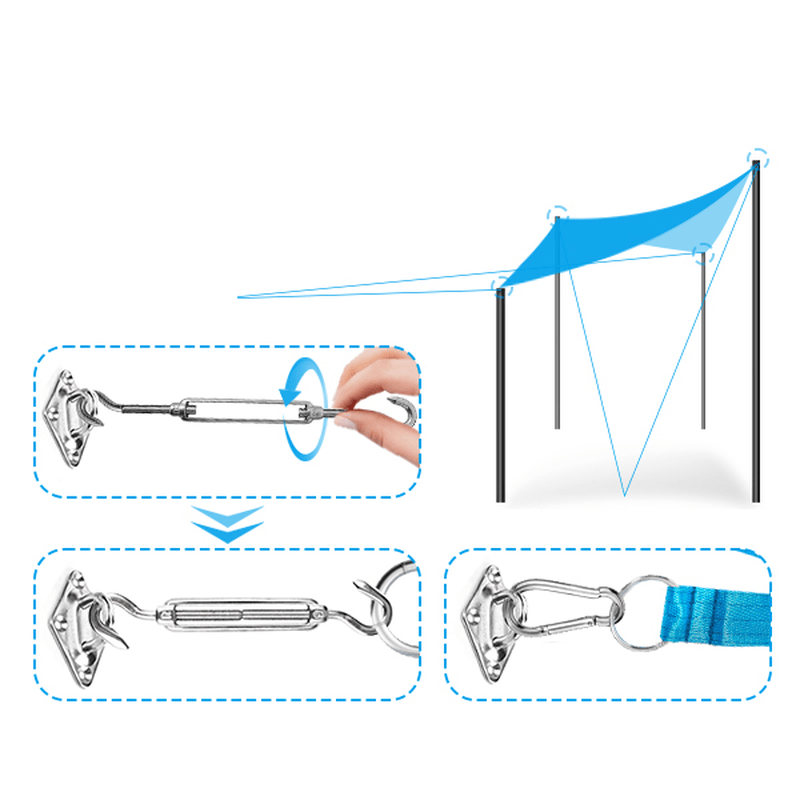 NASUM 80PCS Shade Sail Hardware Parasols Tents Hooks Climbing Buckles Screws Stainless Steel Tent Accessories for Outdoor Garden Courtyard - MRSLM