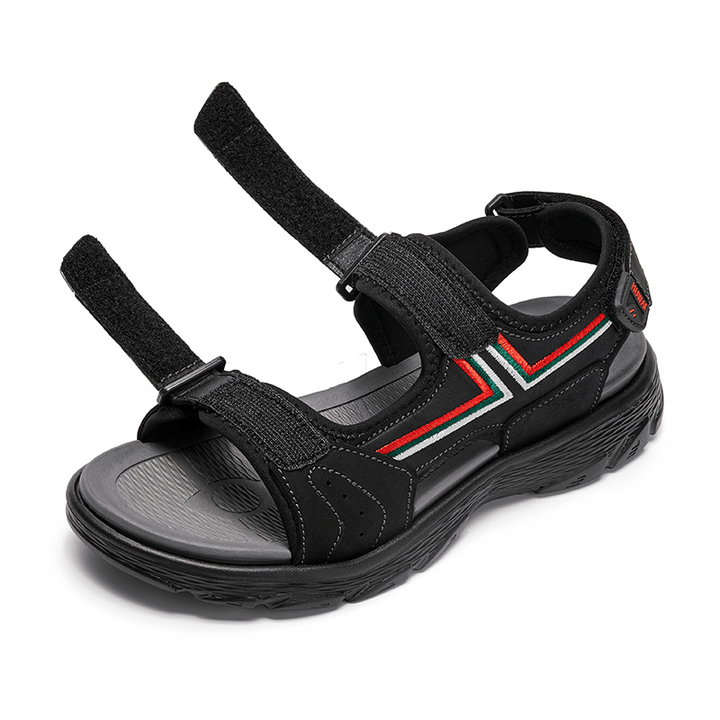 Men Leather Breathable Non Slip Opened Comfy Beach Casual Outdoor Sandals - MRSLM