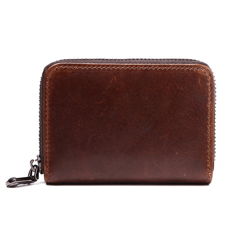 Casual Short Genuine Leather Wallet Cowhide Retro Card Holder - MRSLM