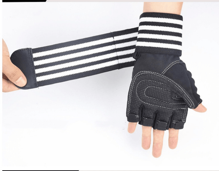 Ribbon Compression Wristband Sports Non-Slip Half-Finger Gloves - MRSLM