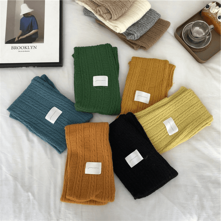 Pure Color Cashmere Knitted Thickened Cross Warm Scarf - MRSLM