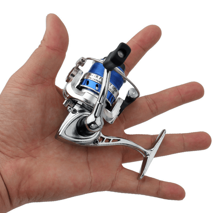 Mini Metal Fishing Reel 2+1BB 4.3:1 Spinning Wheel Left Right Exchange Fishing Tackle with 50M Fishing Line - MRSLM