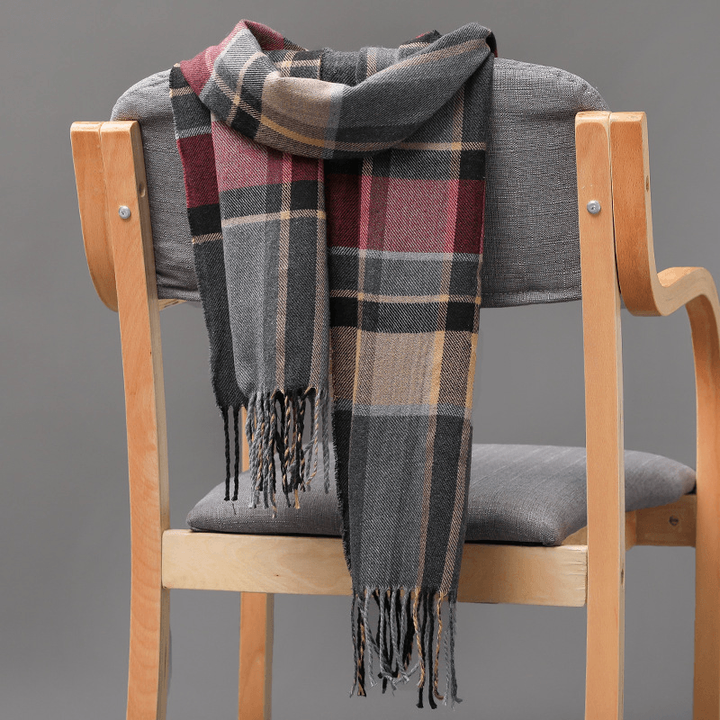 British Plaid Imitation Cashmere Tassels Couple Parent-Child Men'S Scarf - MRSLM