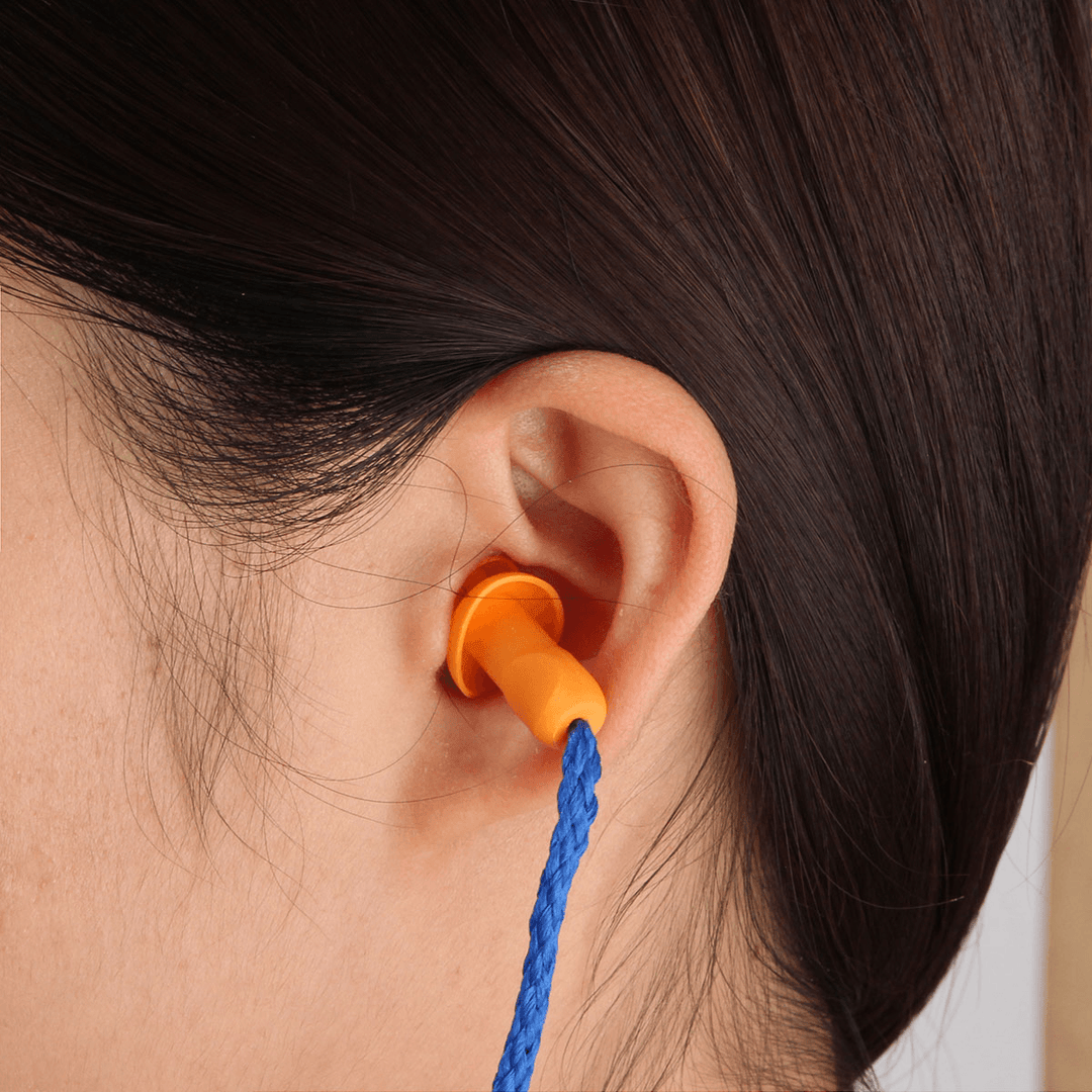1 Pairs Soft Silicone Ear Plugs Reusable Hearing Protection Sleeping Loud Noise Traveling Studying Earplugs with Rope - MRSLM