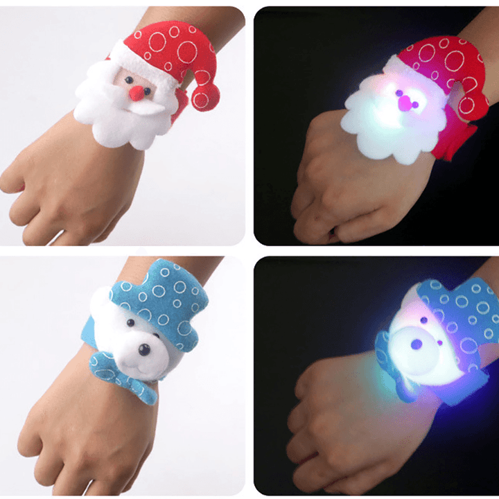 Kids Christmas Glowing Wristband Bracelet Ribbon Tree Decoration Santa Claus LED Cute Bracelet - MRSLM