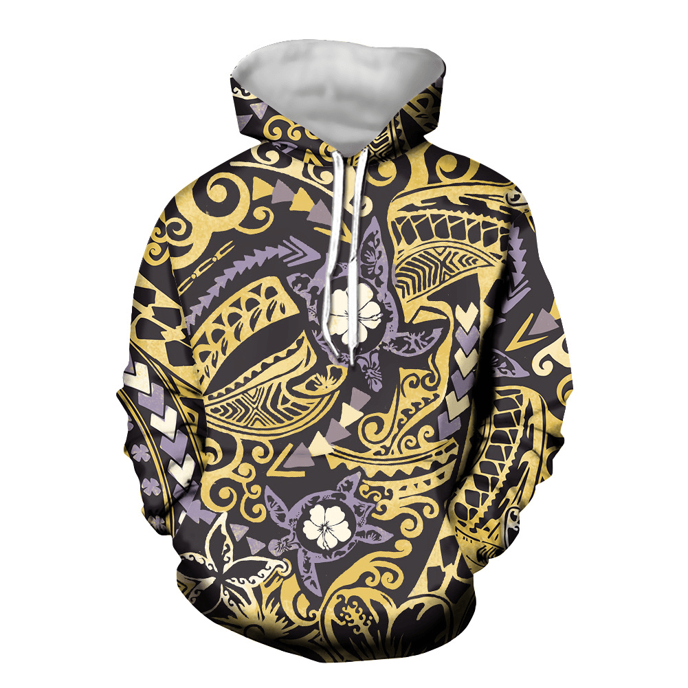 A Low-Order Hooded Sweater Polynesian Turtle Pullover with Pocket Long-Sleeved Top to Customize the New Style - MRSLM