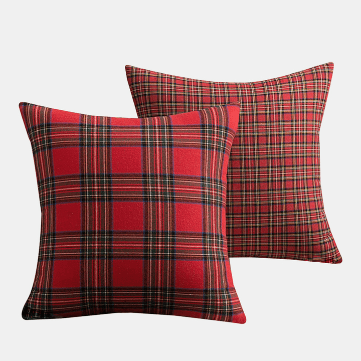 1PC Square Pillow Case Christmas Scottish Plaid Throw Waist Cushion Cover 18" - MRSLM