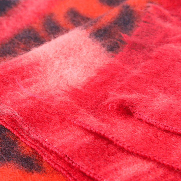 Women Geometric Stitching Pattern Artificial Cashmere Shawl Autumn Winter Warm Long Dual-Use Scarf - MRSLM
