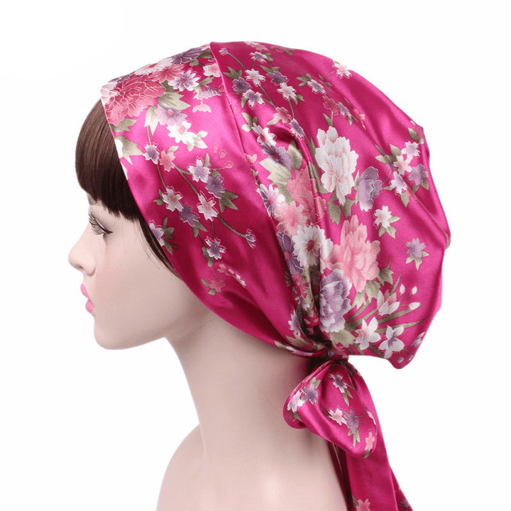 Satin Print Ribbon Bow Turban Hat - MRSLM