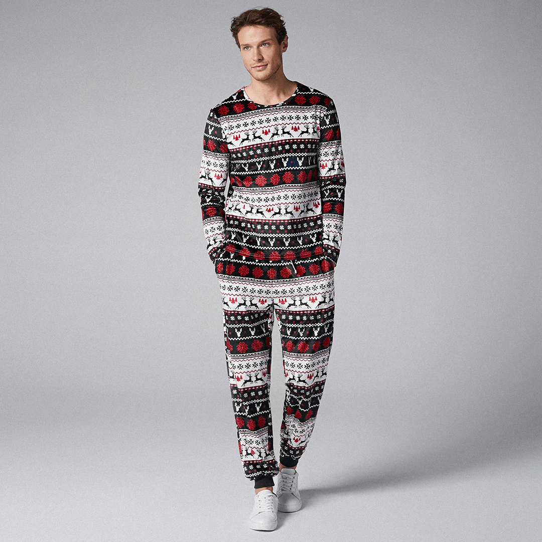 Mens Two-Pieces O Neck Christmas Pajama Set - MRSLM